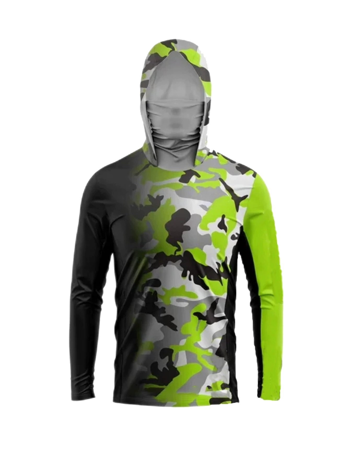 Men'S Fashion T Shirts - Outdoor Angler Kapuzen-Langarmshirt, Farbverlauf Neon Camouflage