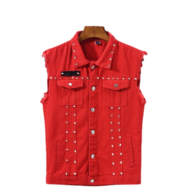 Men'S Fashion Vest With Jeans - Herren Nieten Punk-Stil Jeanswesten Jacken Neue