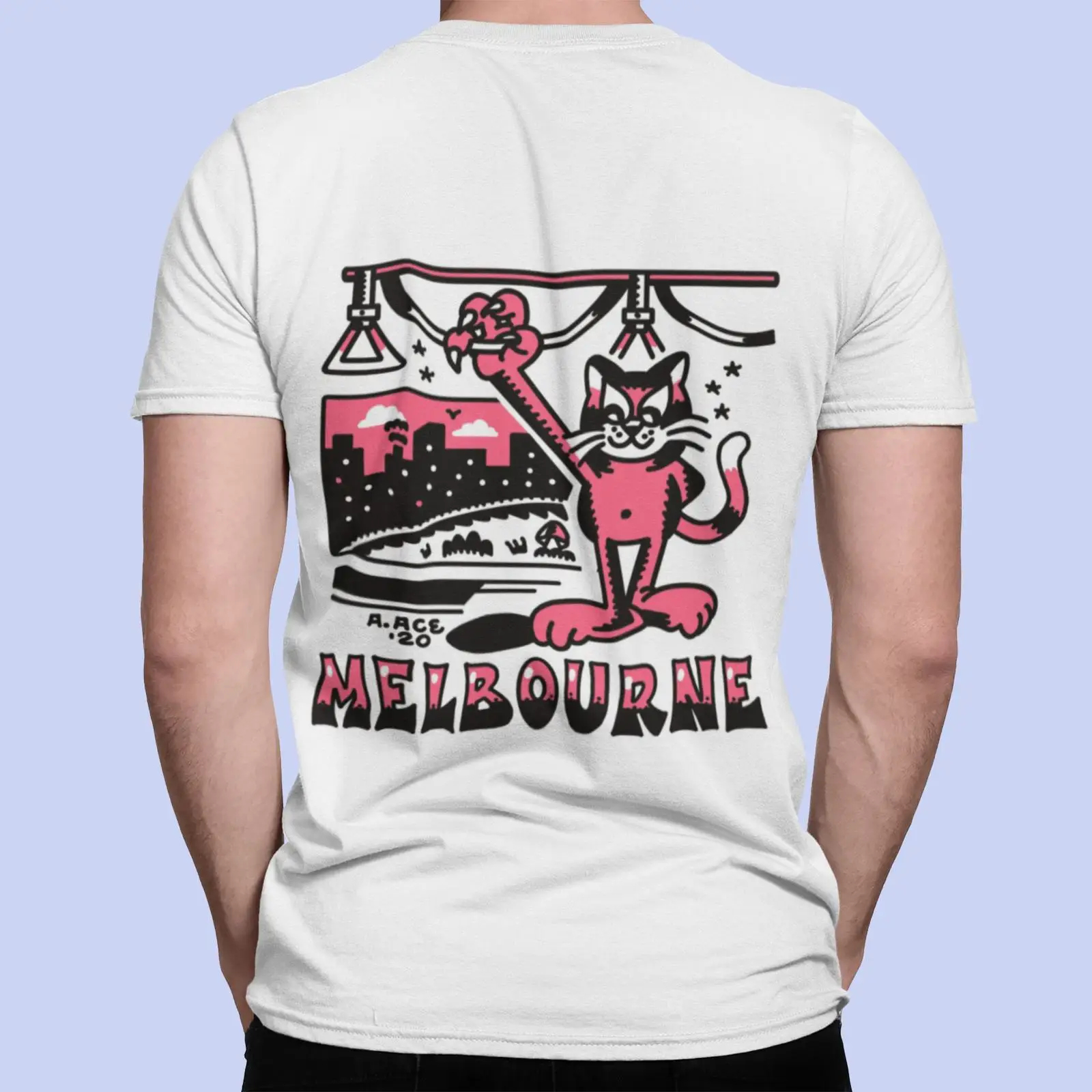 Mens Fashion Melbourne - Melbourne Tram T-Shirt, psychedelische Katze, Melbourne-Souvenir,