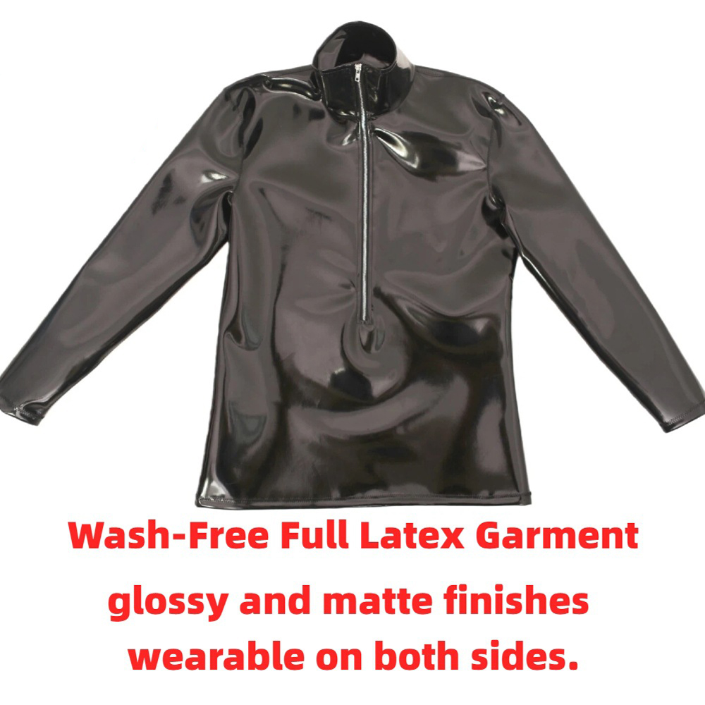 Men'S Fashion T Shirts - Sexy Männer PVC Glänzend Glänzend Langarm