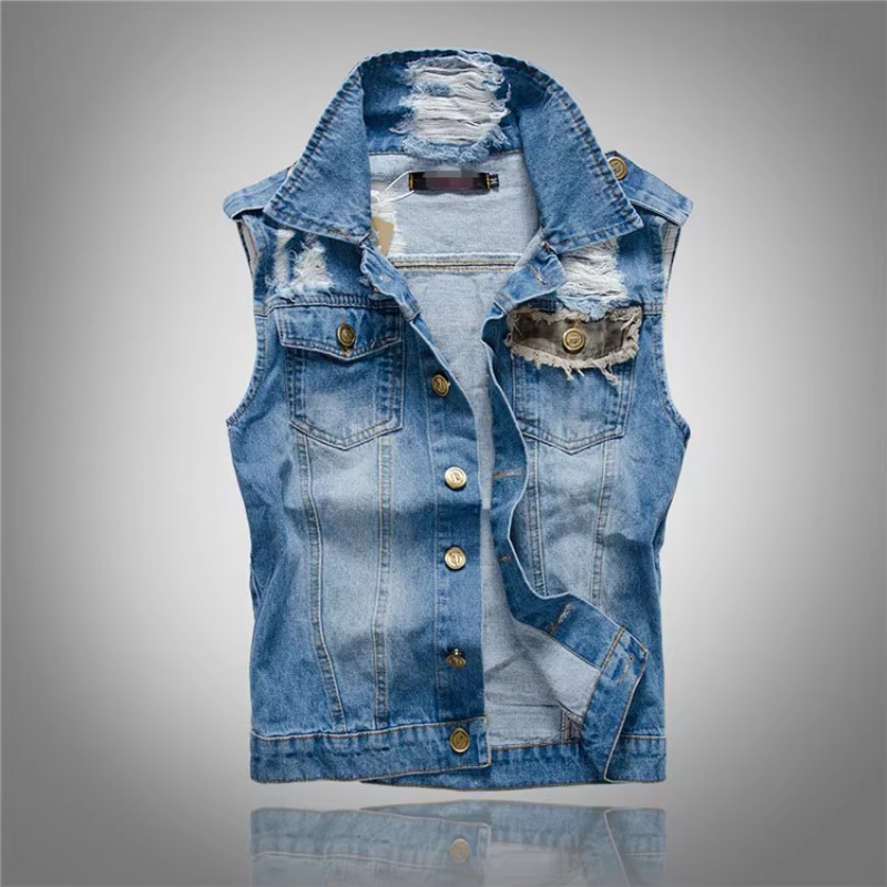 Men'S Fashion Vest With Jeans - Männer Slim Denim Westen Jacken Westen
