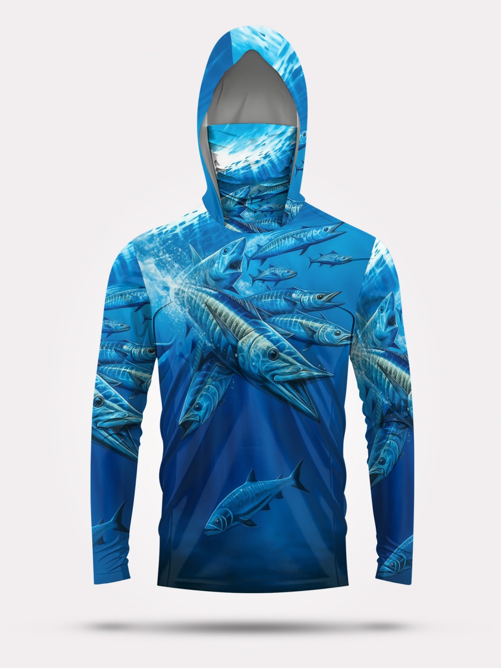 Men'S Fashion T Shirts - Herren Sommermode Fischschwarm-Print Bequemer Atmungsaktiver Kapuzen-Angleranzug