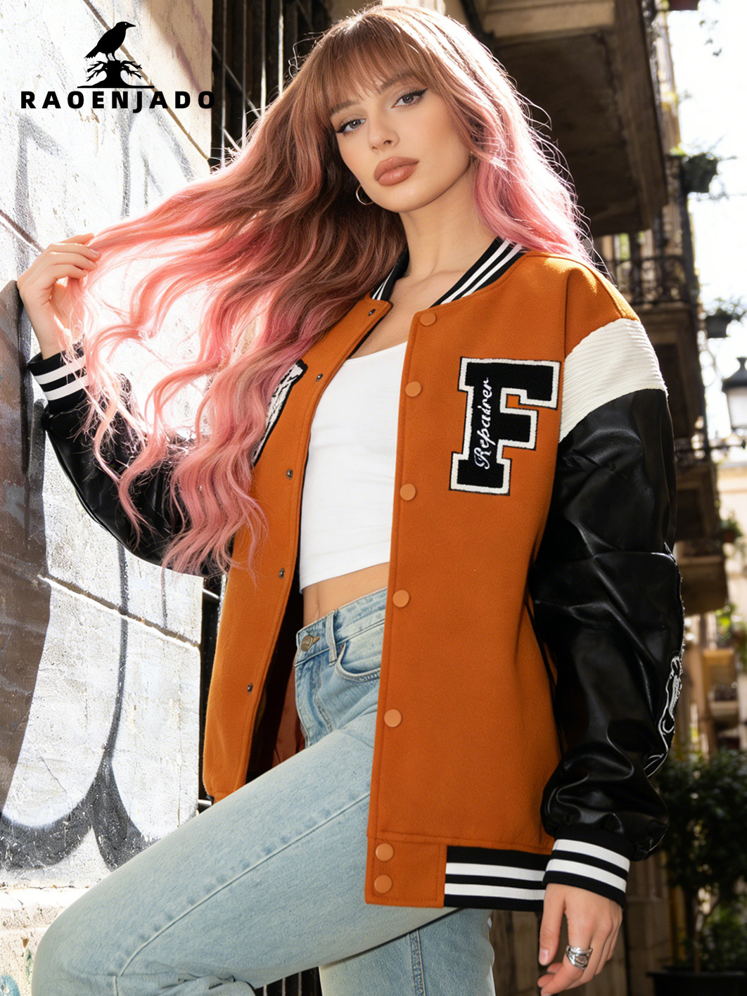Varsity Jacket Letterman - Damen Casual Varsity Jacke Baseball Letterman