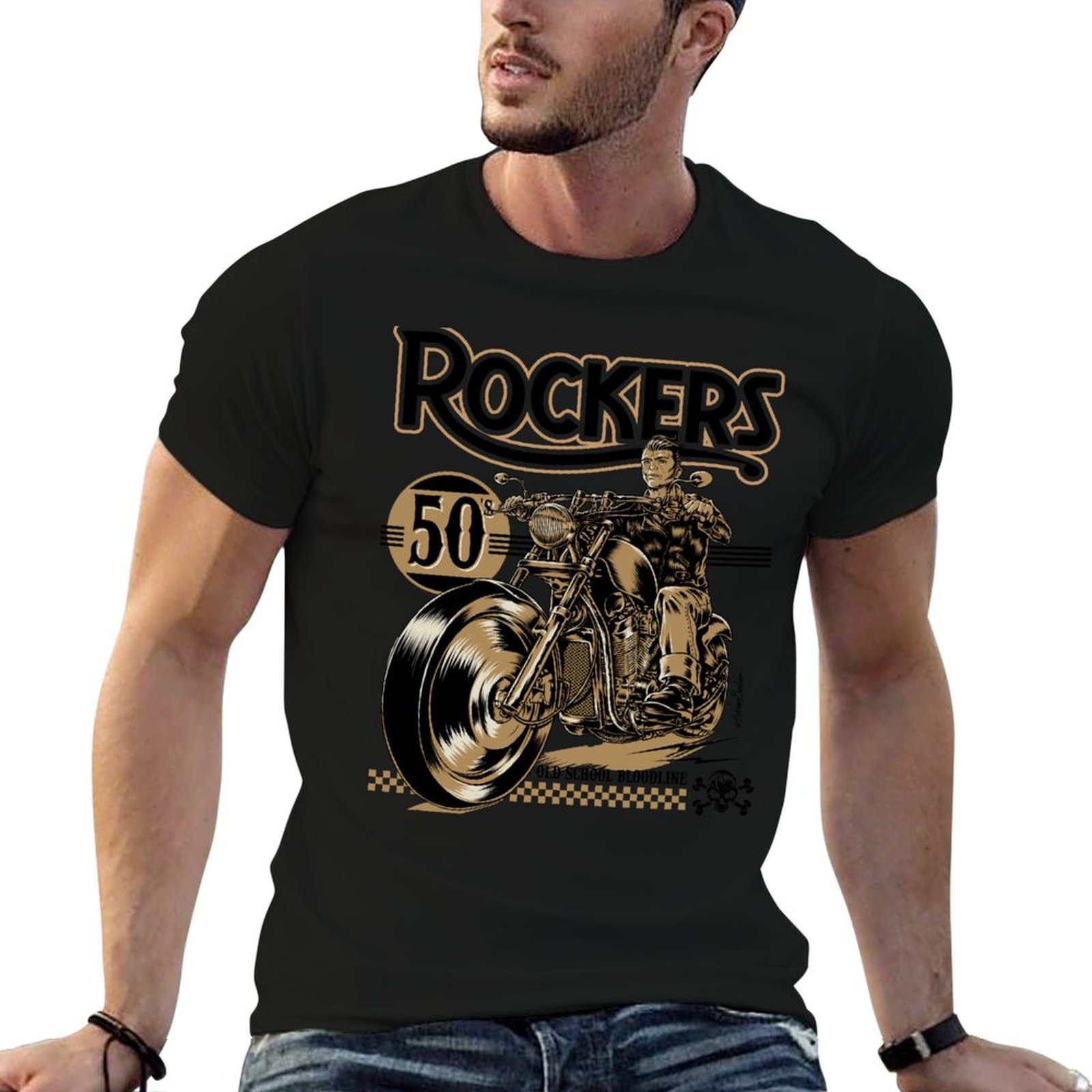 Mens Fashion In The 50S - Rockers 50s T-Shirt, modisches, schlichtes, lässiges