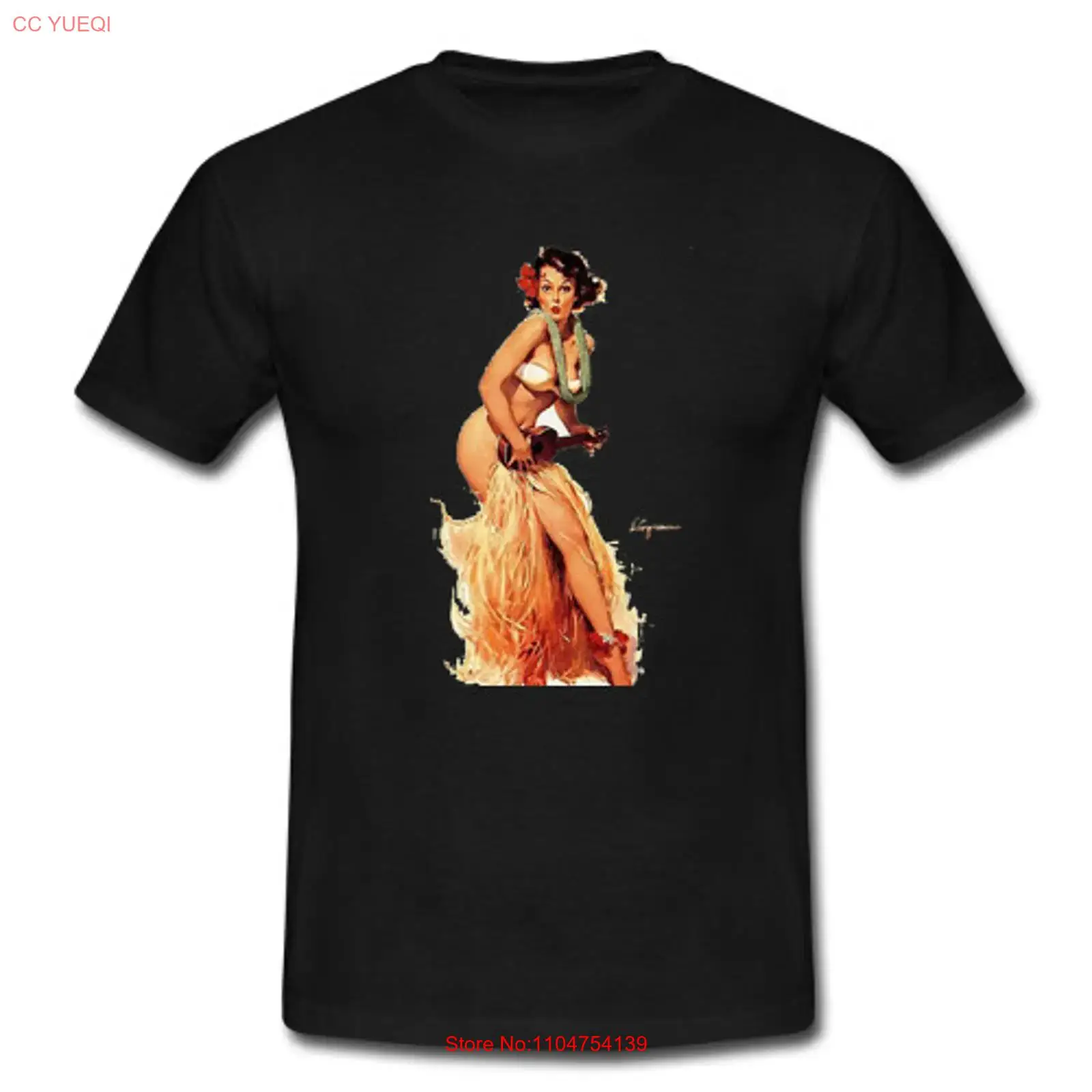 Mens Fashion In The 50S - Herren Retro T-Shirt Vintage Hawaiian Hula