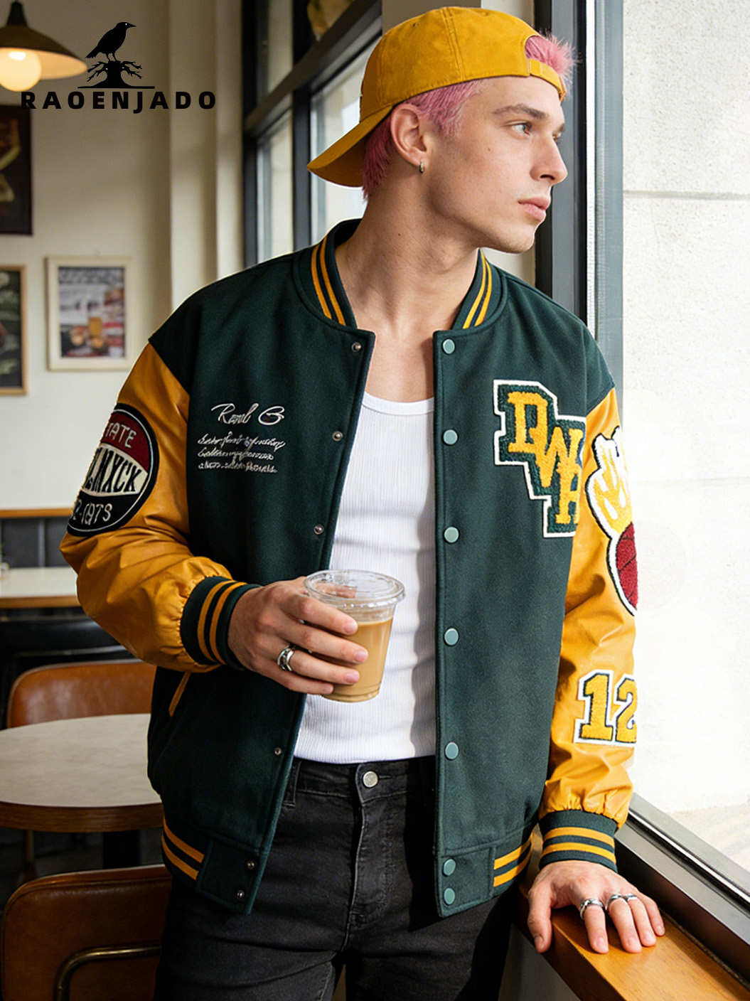 Varsity Jacket Letterman - Herren Vintage Varsity Jacke im Racing-Stil