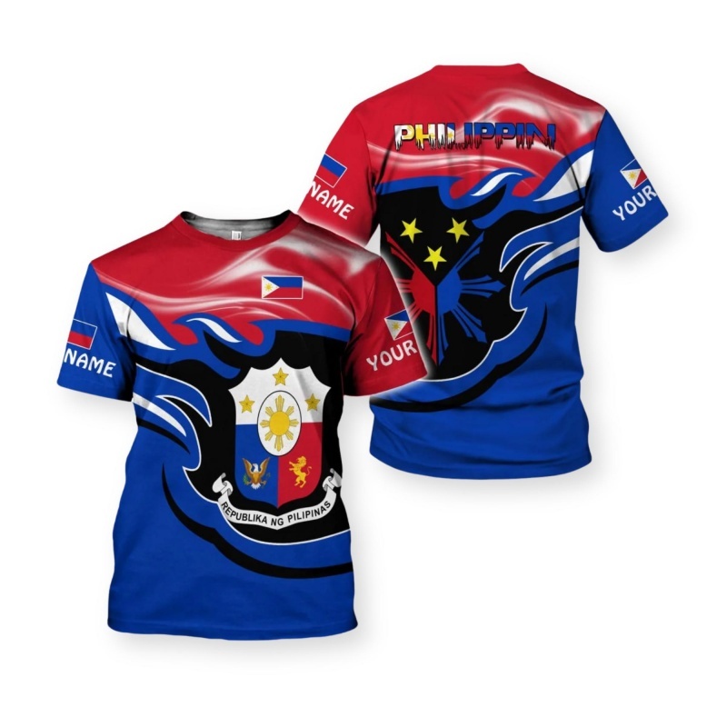 Men'S Fashion Philippines - 3D-gedrucktes individuelles T-Shirt mit philippinischer Flagge