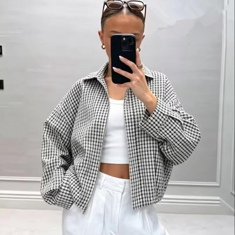 Karierte Bomberjacke für Damen – Varsity Jacket Letterman Bewertung und Preis