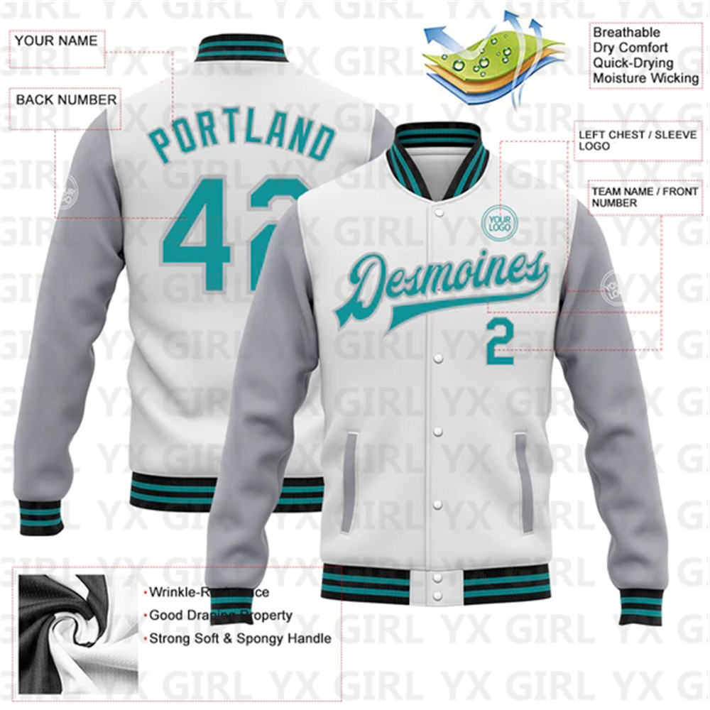 Benutzer definierte weiße blau – Varsity Jacket Letterman Bewertung und Preis