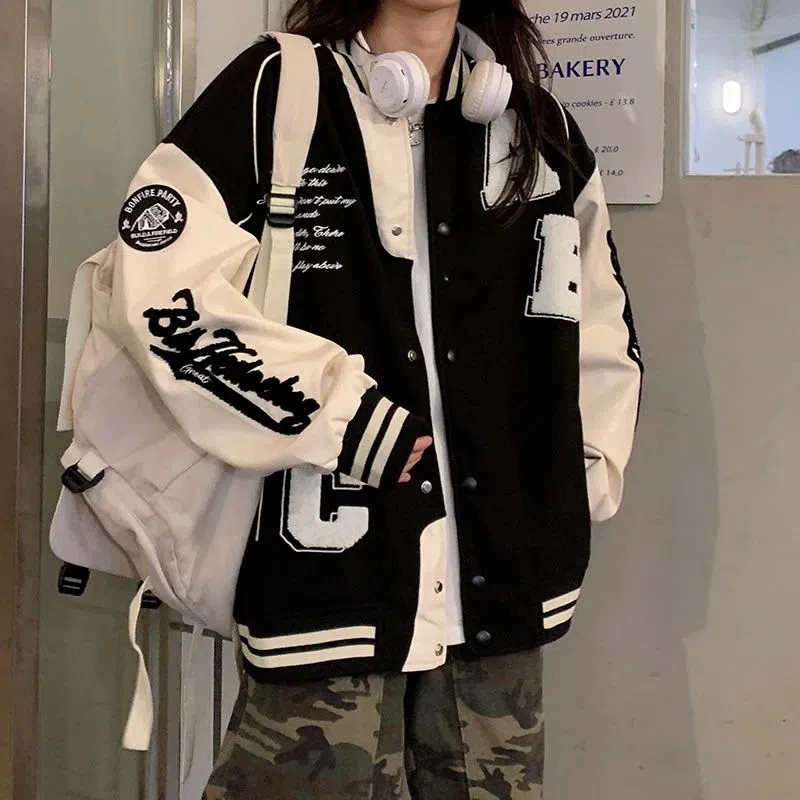 Y2k Lammwolle Bomberjacke Weib – Varsity Jacket Letterman Bewertung und Preis