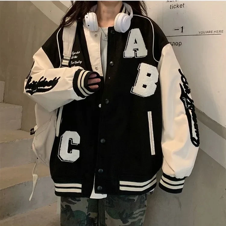 Y2k Lammwolle Bomberjacke Weib – Varsity Jacket Letterman Bewertung und Preis