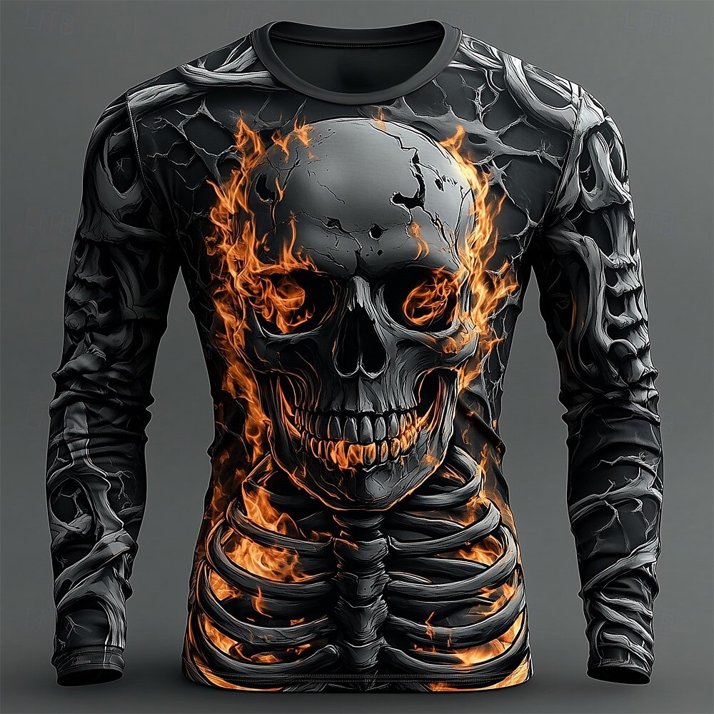 Herren 3D-Flammen-Totenkopf-Mu – Men'S Fashion T Shirts Bewertung und Preis